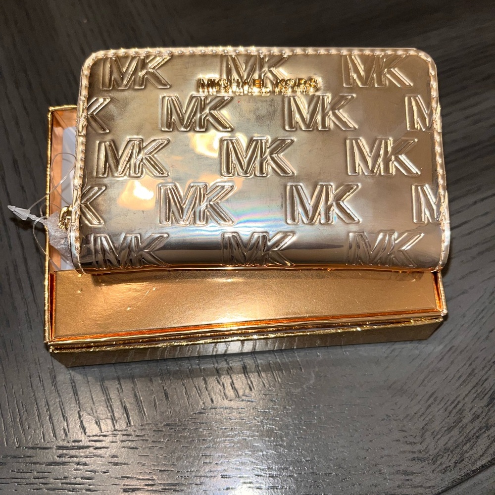 Michael Kors Gold Metallic Zip Wallet